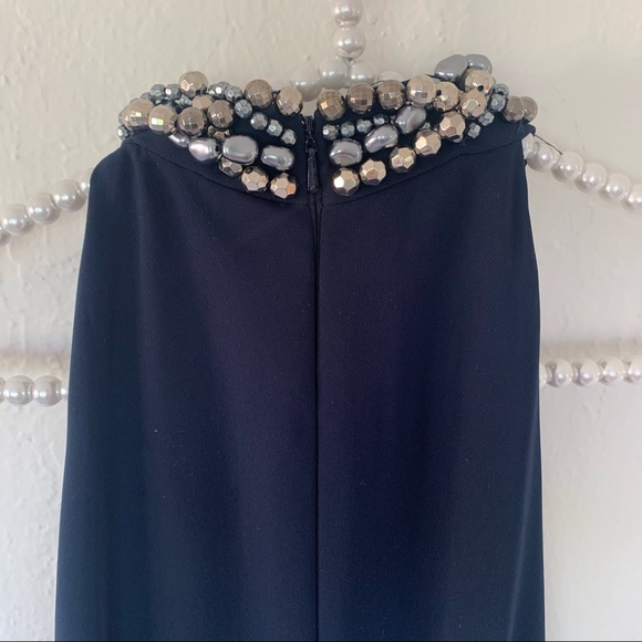 Carmen Marc Valvo Beaded-Neck Toga Dress - Picture 8 of 10